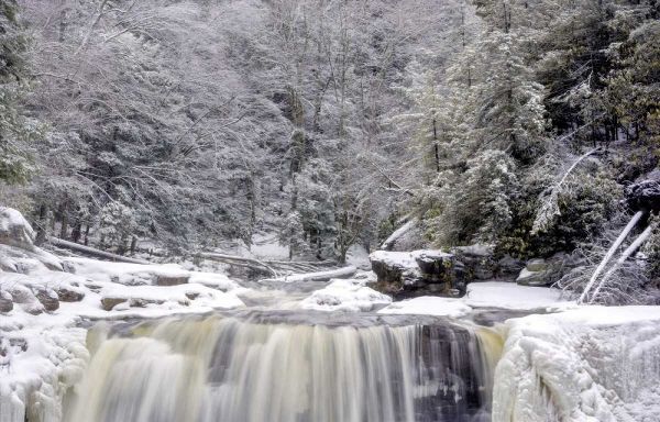West Virginia Waterfall in winter landscape